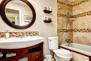 Bathroom with Tile Wall Trim