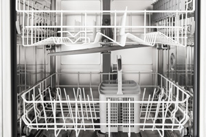 close-up of an empty dishwasher