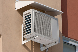 heat pump on outside wall