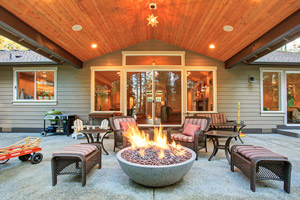 outdoor fire pit and chairs
