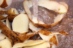 potato peels in kitchen sink