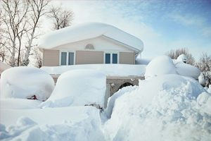 snow covered house