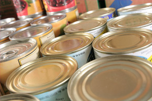 variety of canned foods