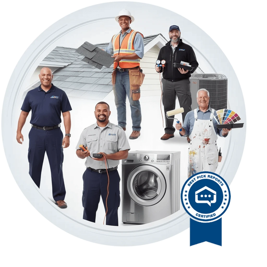 Home service workers in a circle